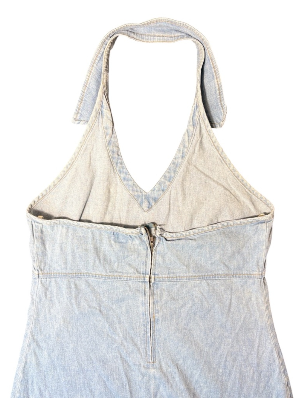 Denim Halter Mini Dress 💙 Y2K Vibes Size M - Picture 5 of 6